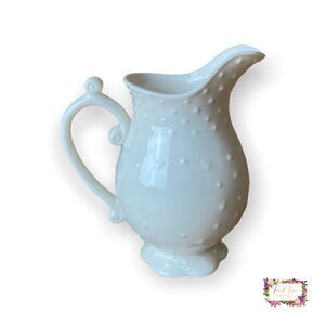 VINTAGE I. GODINGER & CO. HOBNAIL PATTERN WHITE PORCELAIN PITCHER/CREAMER
